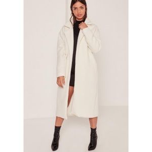 Misguided Textured Faux Wool Tailored Coat - White